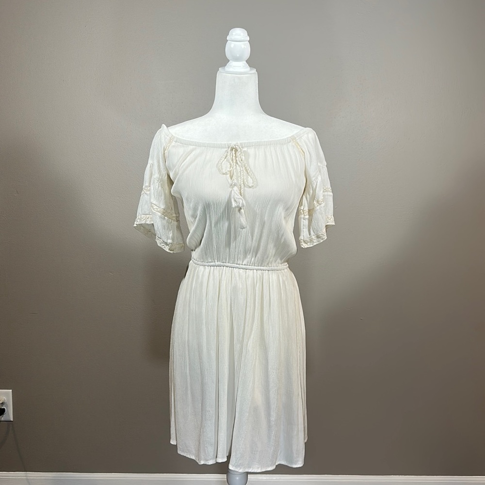 American Eagle Outfitters Off the Shoulder White Mini Dress